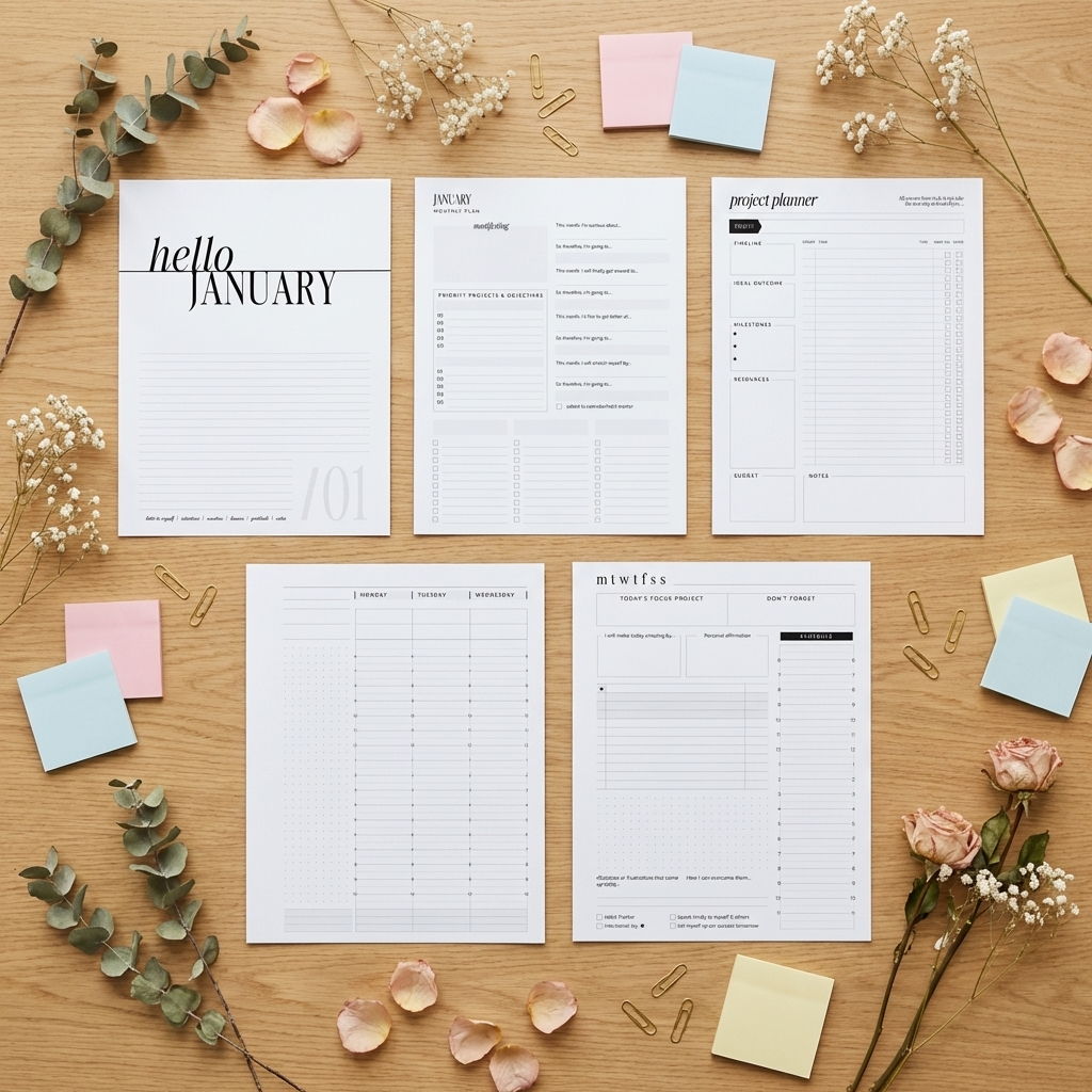 Printable Planning Bundle: 37 Unique Templates & Worksheets