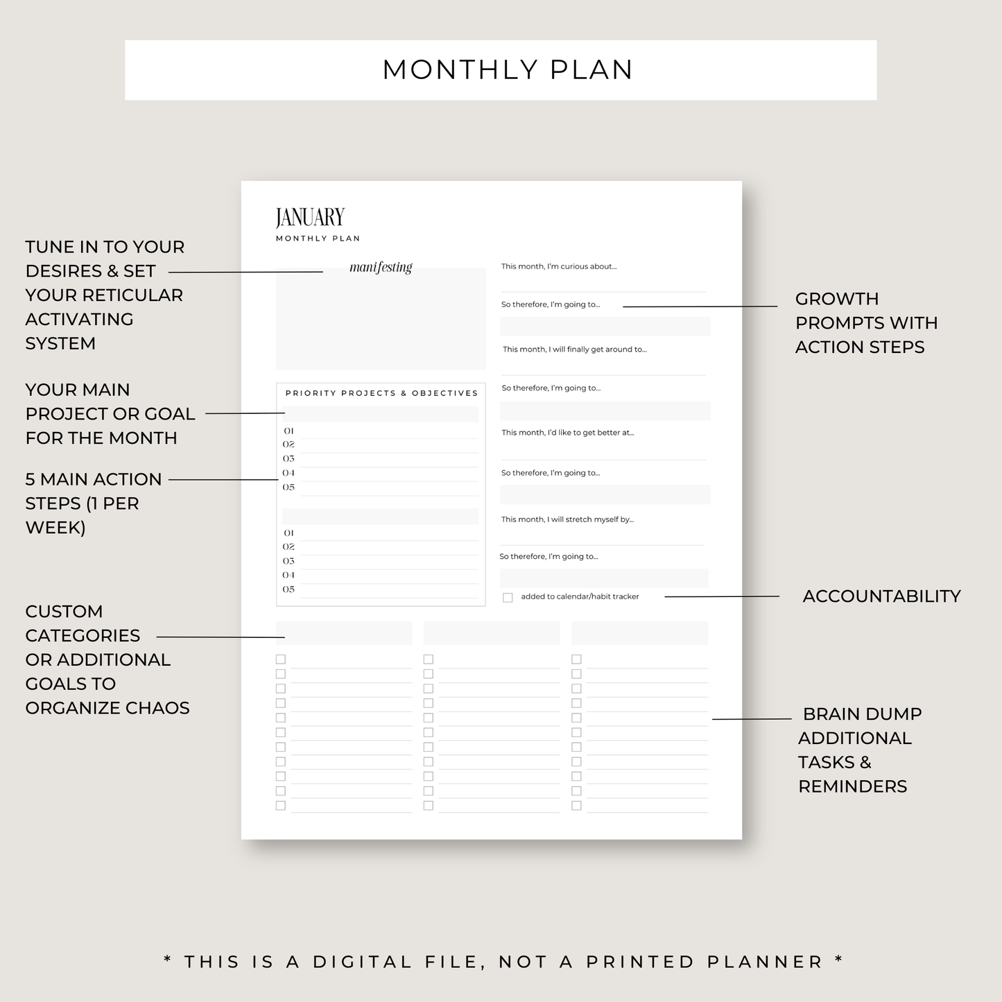 Progress Playbook: 1 Year Goal Planner (PRINTABLE)