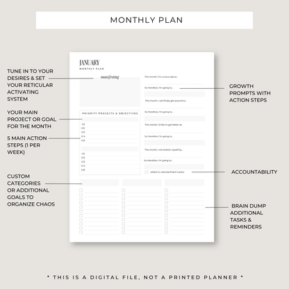 Progress Playbook: 1 Year Goal Planner (PRINTABLE)