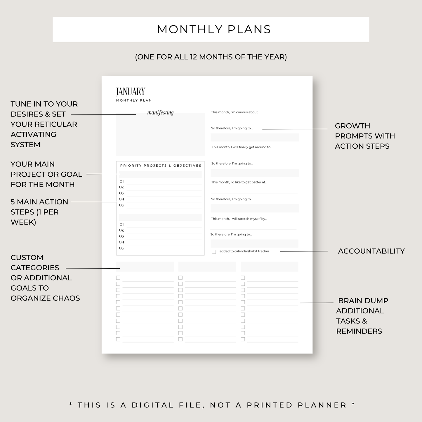 Printable Planning Bundle: 37 Unique Templates & Worksheets