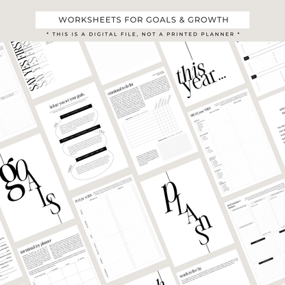 Progress Playbook: 1 Year Goal Planner (PRINTABLE)