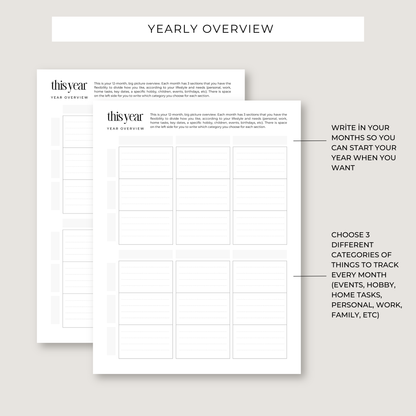 Progress Playbook: 1 Year Goal Planner (PRINTABLE)