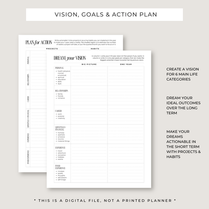Progress Playbook: 1 Year Goal Planner (PRINTABLE)